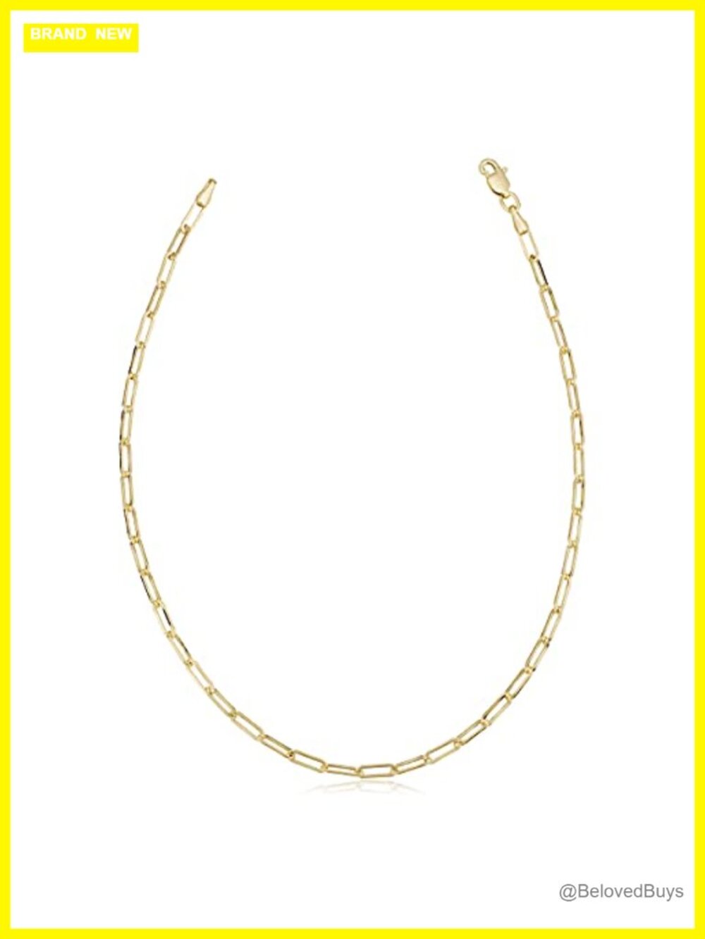 10K Yellow Gold Paperclip Link Chain Bracelet 7 Inch Lobster Claw Clasp